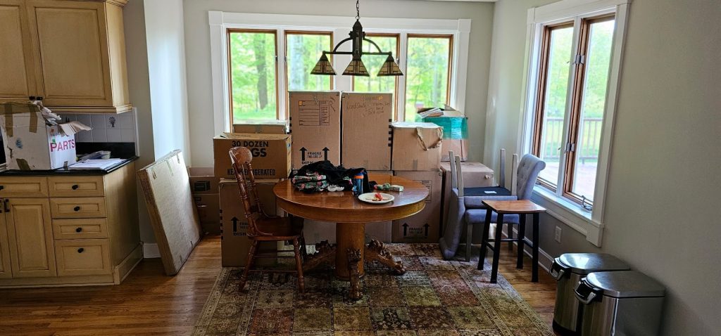 Partial packing of kitchen and fragile items for local move on May 17, 2025