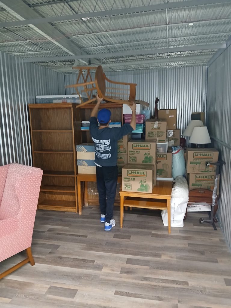 Moving a customer into storage in East Syracuse—organized, secure, and handled with care by the Reliable Movers team.