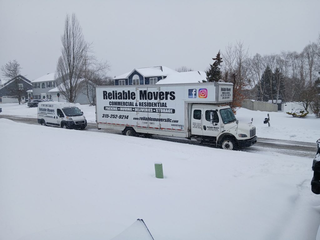 Reliable Movers powering through a frigid, snowy day on December 8, 2025.