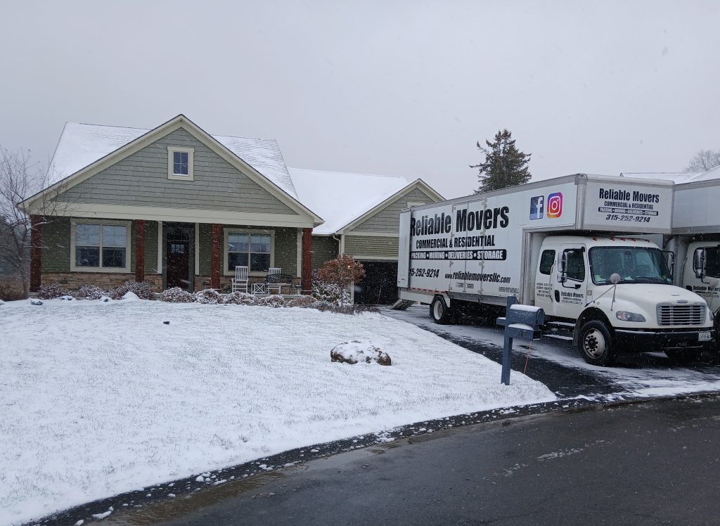 Reliable Movers trucks parked for a local moving job in Central New York