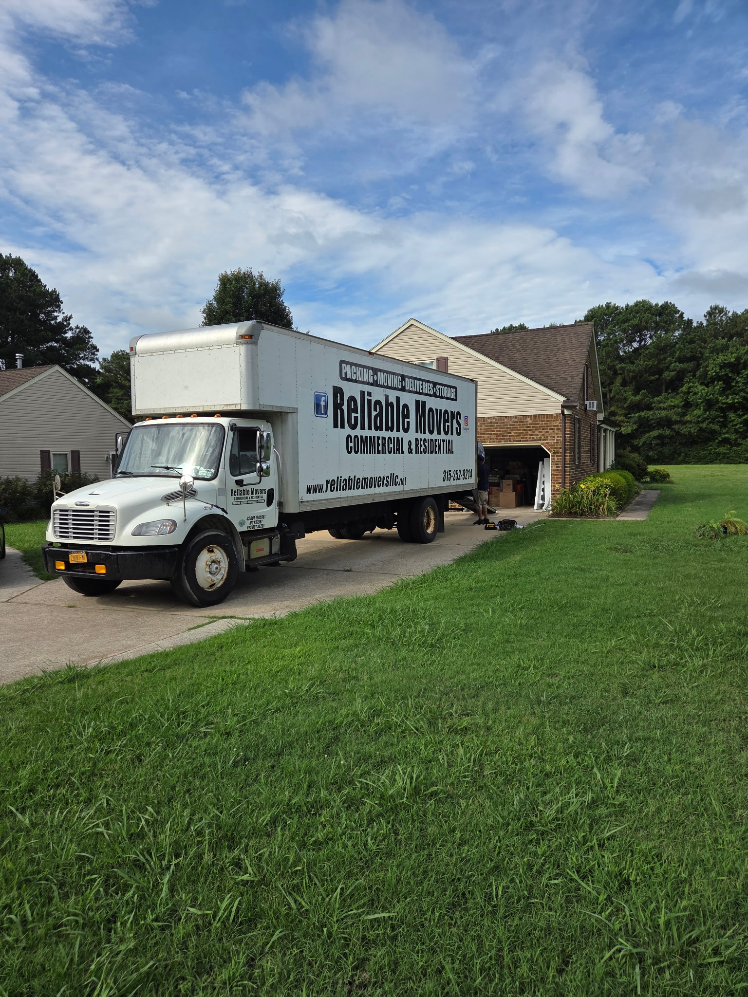 Reliable Movers completing an interstate move in Chesapeake Virginia from Dryden New York