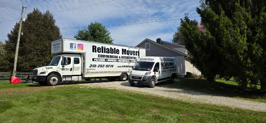 Reliable Movers trucks in Centerburg Ohio after completing an interstate move from Auburn New York
